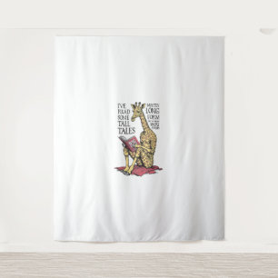 Funny Book Lover Giraffe Long Form Tall Tales Read Tapestry