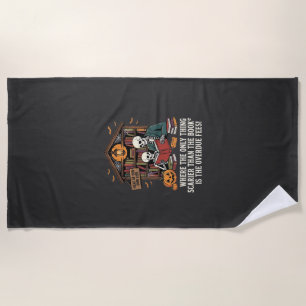 Funny Book Lover Halloween Skeleton Library Design Beach Towel