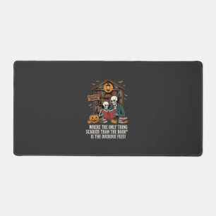 Funny Book Lover Halloween Skeleton Library Design Desk Mat