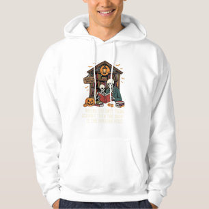 Funny Book Lover Halloween Skeleton Library Design Hoodie