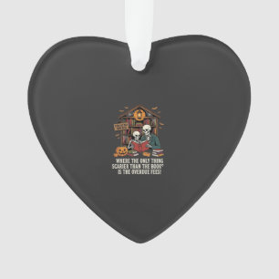 Funny Book Lover Halloween Skeleton Library Design Ornament