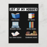 Funny Book Lover Humour Bookworm Reading Postcard<br><div class="desc">Perfect Novel and book lover gift. Funny Bookworm and Librarian Humour for Library and Book Reader. Witty Reading Joke.</div>