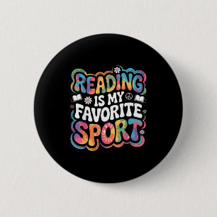 Funny book lover tie dye groovy reading is favorit 6 cm round badge