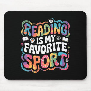 Funny book lover tie dye groovy reading is favorit mouse mat