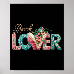 Funny book lover vintage bookworm floral reading poster
