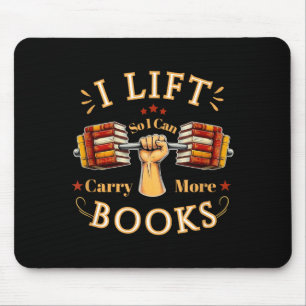 Funny book lover weightlifting gym reader fitness mouse mat