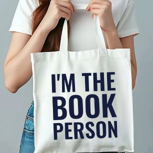 Funny Book Lovers I'm The Book Person Monogrammed Tote Bag