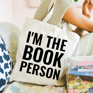 Funny Book Lovers I'm The Book Person Monogrammed Tote Bag