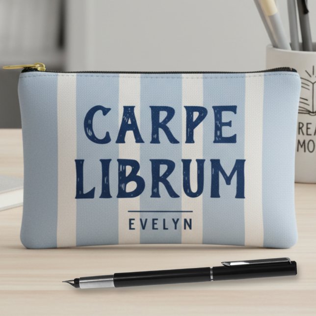 Funny Book Lover's Saying Striped Custom Accessory Pouch (Creator Uploaded)