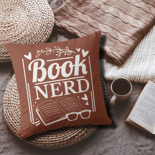 Funny Book Nerd Quote Terracotta Throw Pillow
