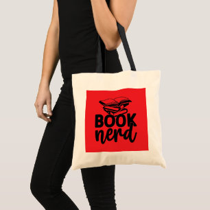 Funny book nerd word art tote bag