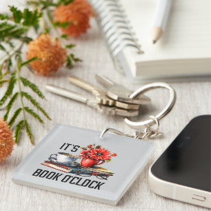 Funny book o'clock word art key ring