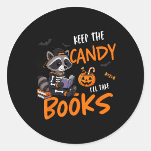 Funny Book Reader Halloween Reading Bookworm Racco Classic Round Sticker