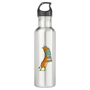 Funny Book Reading Giraffe I Love My Library   710 Ml Water Bottle