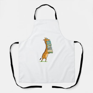 Funny Book Reading Giraffe I Love My Library   Apron