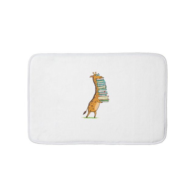 Funny Book Reading Giraffe I Love My Library   Bath Mat (Front)