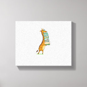 Funny Book Reading Giraffe I Love My Library   Canvas Print
