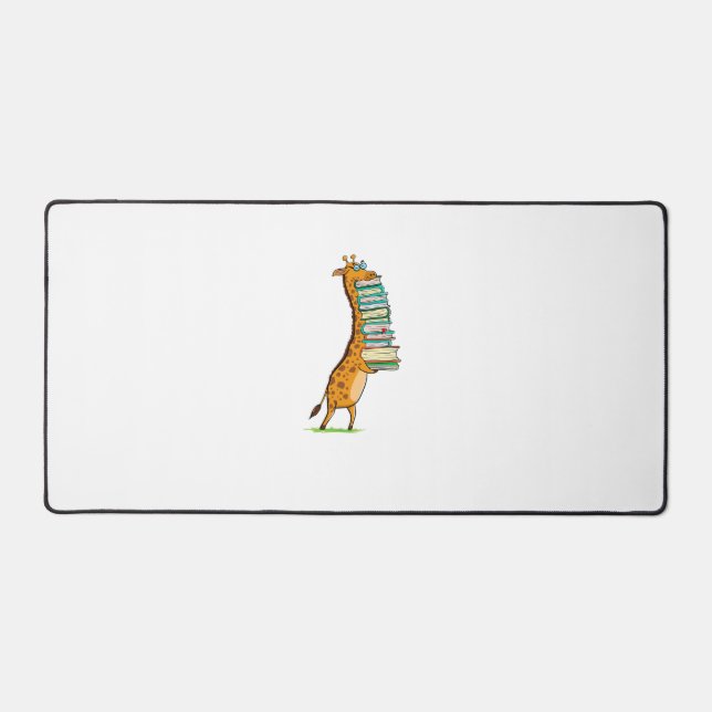 Funny Book Reading Giraffe I Love My Library   Desk Mat (Front)