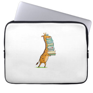 Funny Book Reading Giraffe I Love My Library   Laptop Sleeve