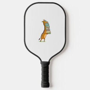 Funny Book Reading Giraffe I Love My Library Pickleball Paddle