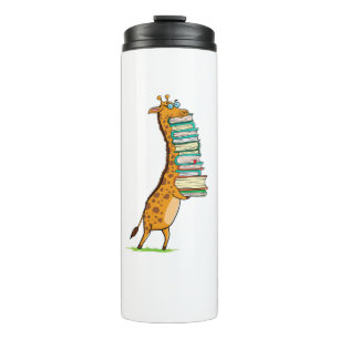 Funny Book Reading Giraffe I Love My Library Thermal Tumbler
