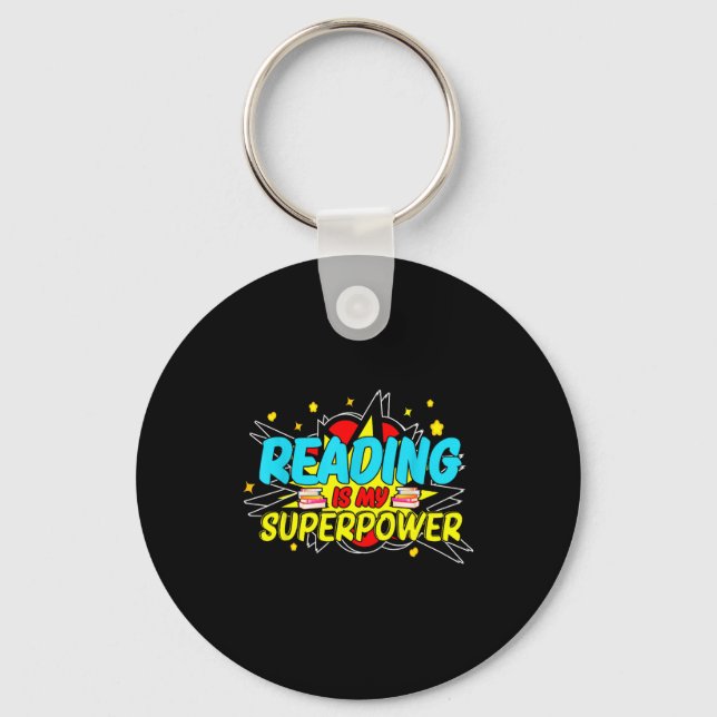 Funny Bookish Nerd Book Addict Design Women's Blac Key Ring (Front)