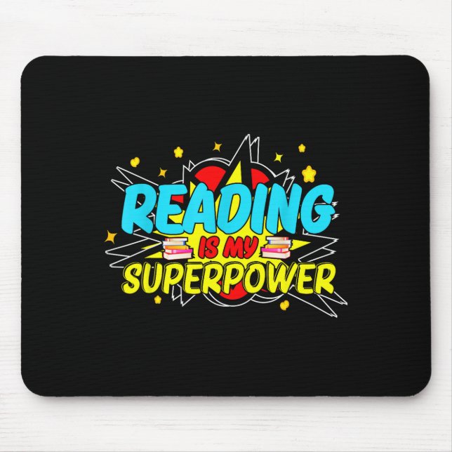 Funny Bookish Nerd Book Addict Design Women's Blac Mouse Mat (Front)