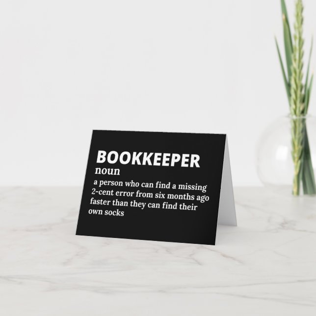 Funny Bookkeeper Definition Thank You Card (Front)