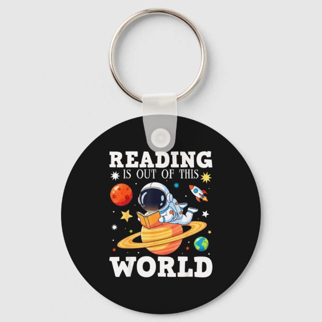 Funny books lover reading is out of this world key ring (Front)