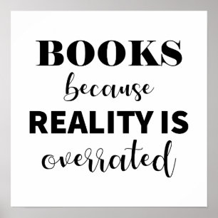 Funny Books Reading Book Lover Modern Typography Poster