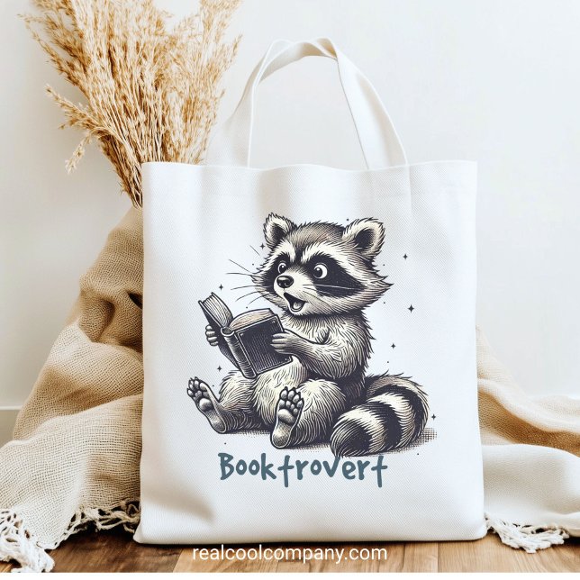 Funny Booktrovert Racoon  Tote Bag (Creator Uploaded)