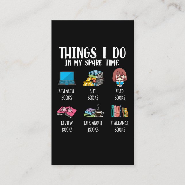 Funny Bookworm Author Novel Reading Book Lover Business Card (Front)