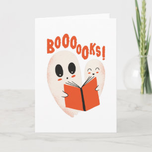 Funny Bookworm Ghost Halloween Costume Boooooks Card