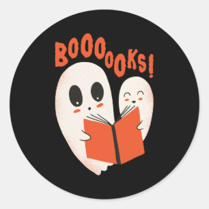 Funny Bookworm Ghost Halloween Costume Boooooks Classic Round Sticker