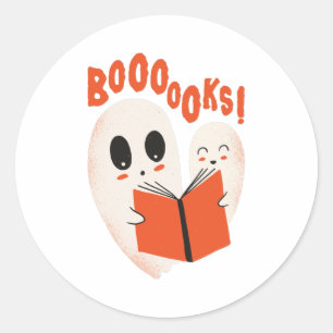 Funny Bookworm Ghost Halloween Costume Boooooks Classic Round Sticker