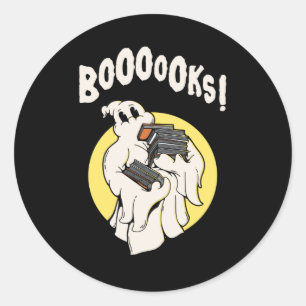 Funny Bookworm Ghost Halloween Costume Boooooks Classic Round Sticker