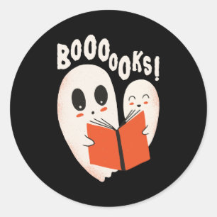 Funny Bookworm Ghost Halloween Costume Boooooks Classic Round Sticker