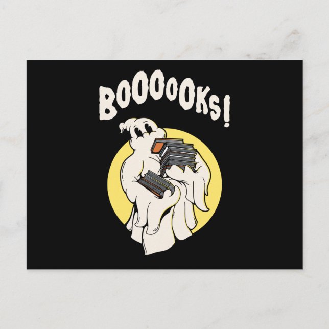 Funny Bookworm Ghost Halloween Costume Boooooks Postcard (Front)
