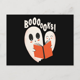 Funny Bookworm Ghost Halloween Costume Boooooks Postcard