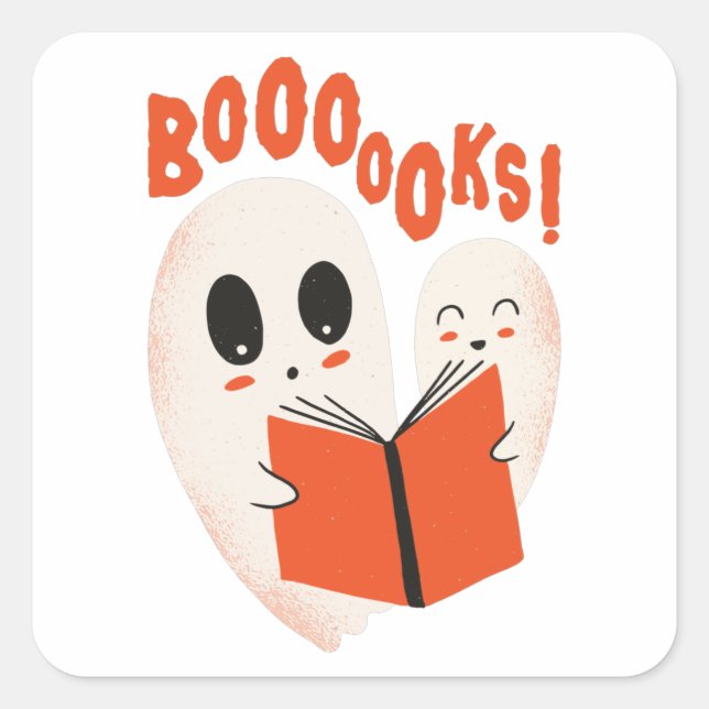 Funny Bookworm Ghost Halloween Costume Boooooks Square Sticker (Front)