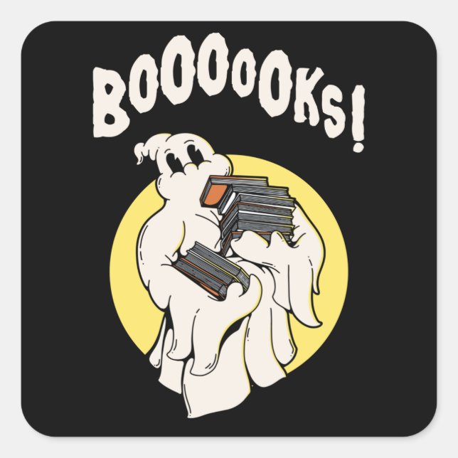 Funny Bookworm Ghost Halloween Costume Boooooks Square Sticker (Front)