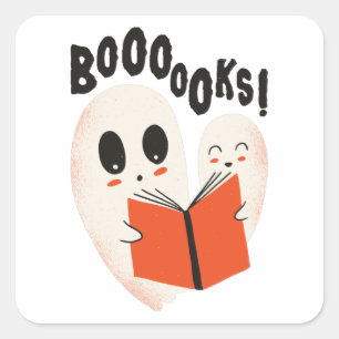 Funny Bookworm Ghost Halloween Costume Boooooks Square Sticker