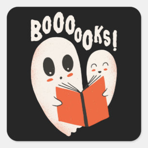 Funny Bookworm Ghost Halloween Costume Boooooks Square Sticker