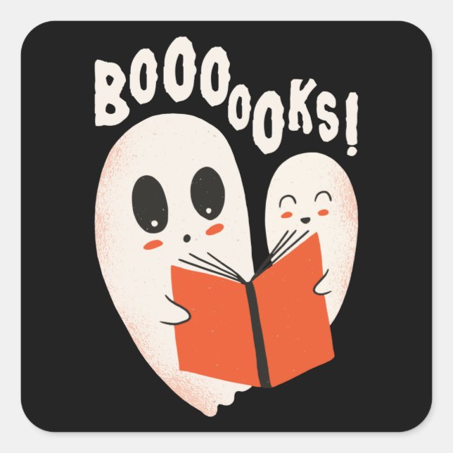 Funny Bookworm Ghost Halloween Costume Boooooks Square Sticker (Front)