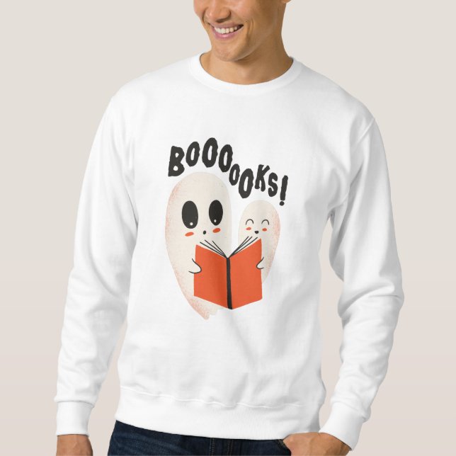 Funny Bookworm Ghost Halloween Costume Boooooks Sweatshirt (Front)