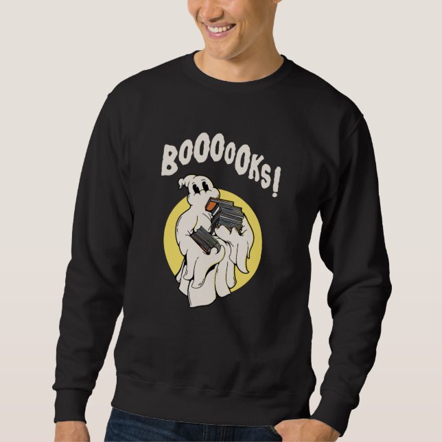 Funny Bookworm Ghost Halloween Costume Boooooks Sweatshirt (Front)