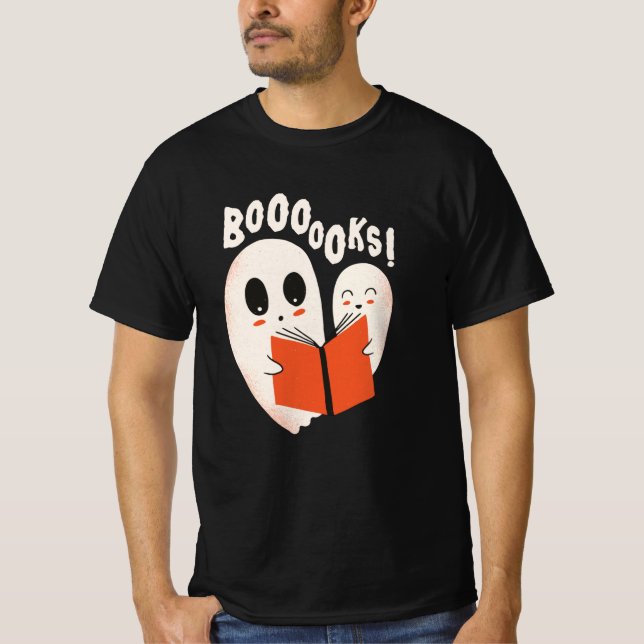 Funny Bookworm Ghost Halloween Costume Boooooks T-Shirt (Front)
