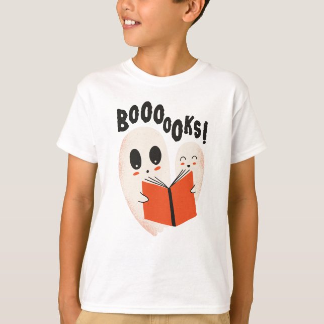 Funny Bookworm Ghost Halloween Costume Boooooks T-Shirt (Front)