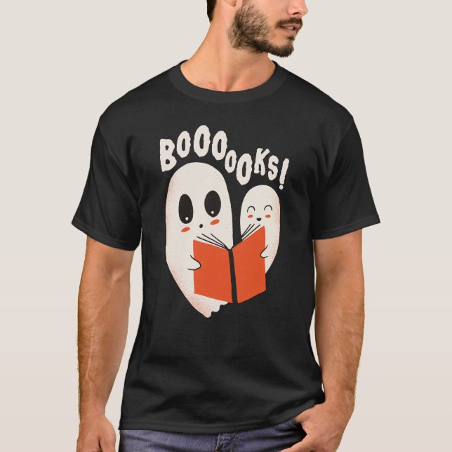 Funny Bookworm Ghost Halloween Costume Boooooks T-Shirt (Front)