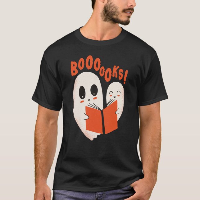 Funny Bookworm Ghost Halloween Costume Boooooks T-Shirt (Front)